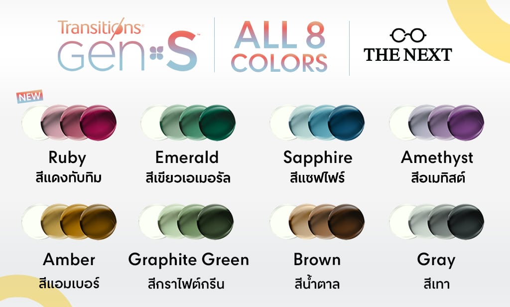 เลนส์ Transition gen s มีสีอะไรบ้าง