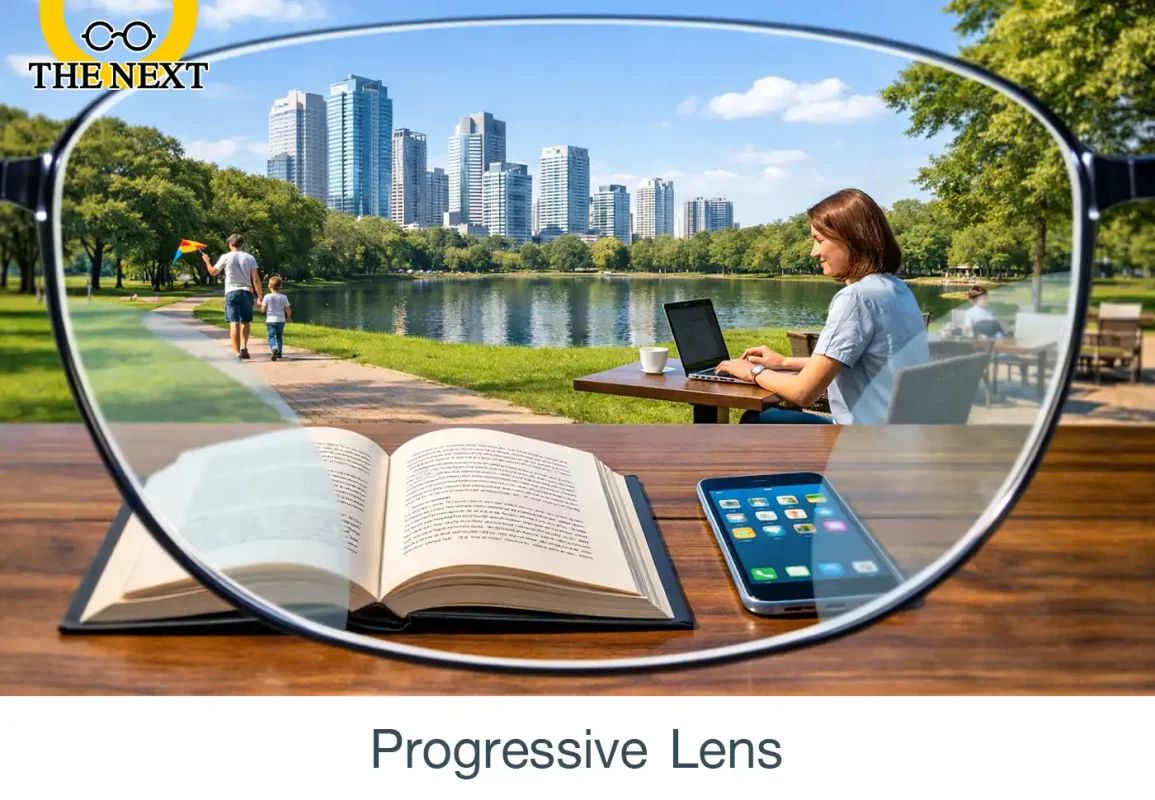 (ภาพจำลองการมองเห็นเลนส์โปรเกรสซีฟ)